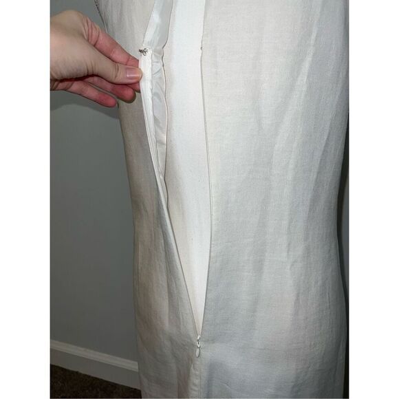 Women’s White Linen Blend Sheath Dress 8 - Picture 6 of 12